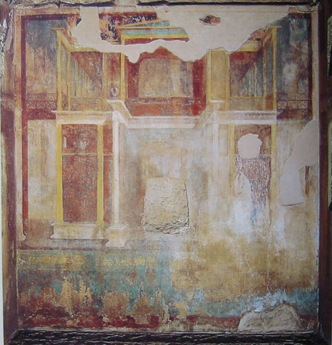 Wall painting from the Room of the Perspectival Wall Paintings (Room 11) of the House of Augustus.